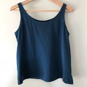 Eileen Fisher dark blue silk charmeuse tank top